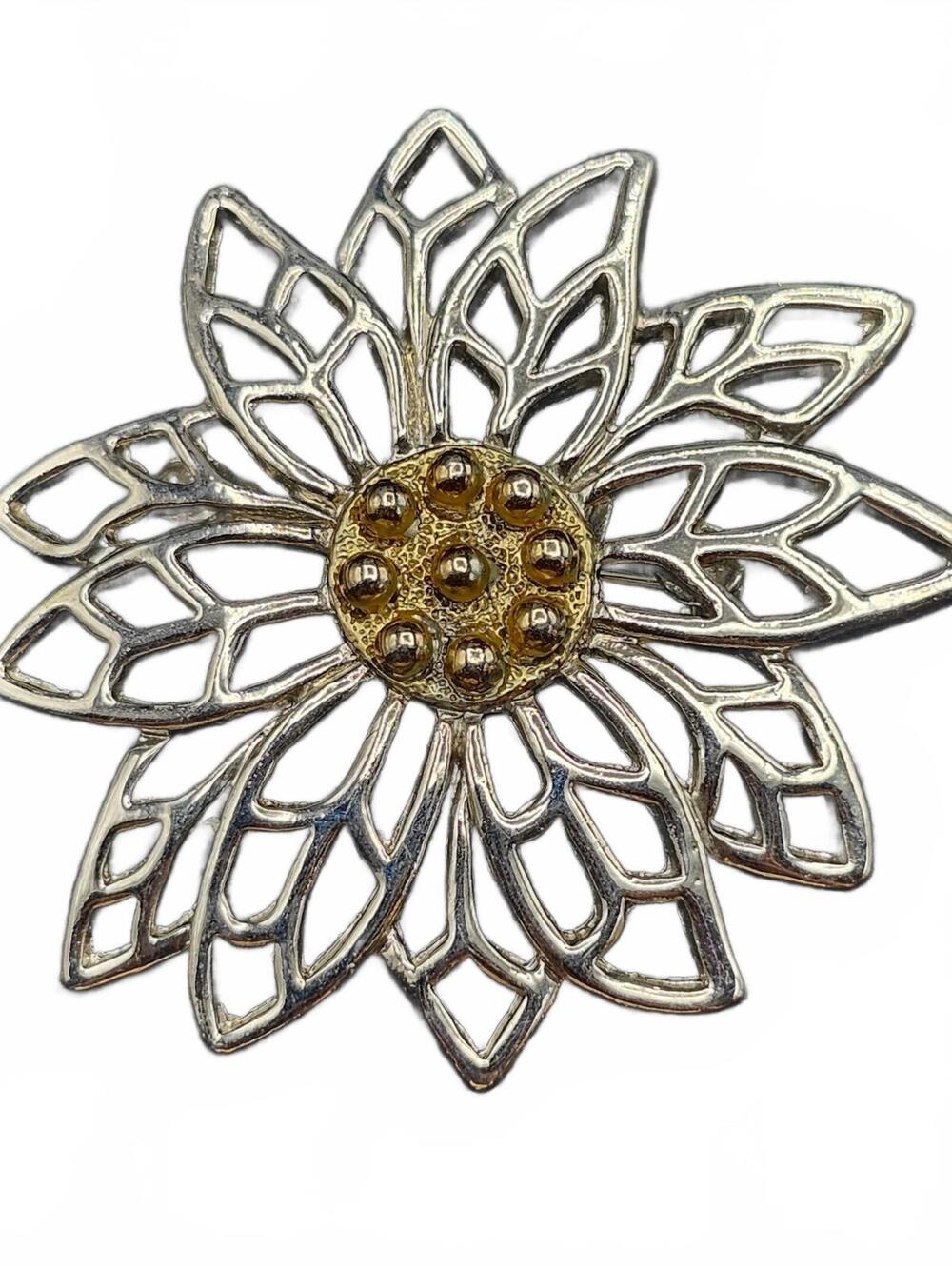 Openwork Sunflower Brooch